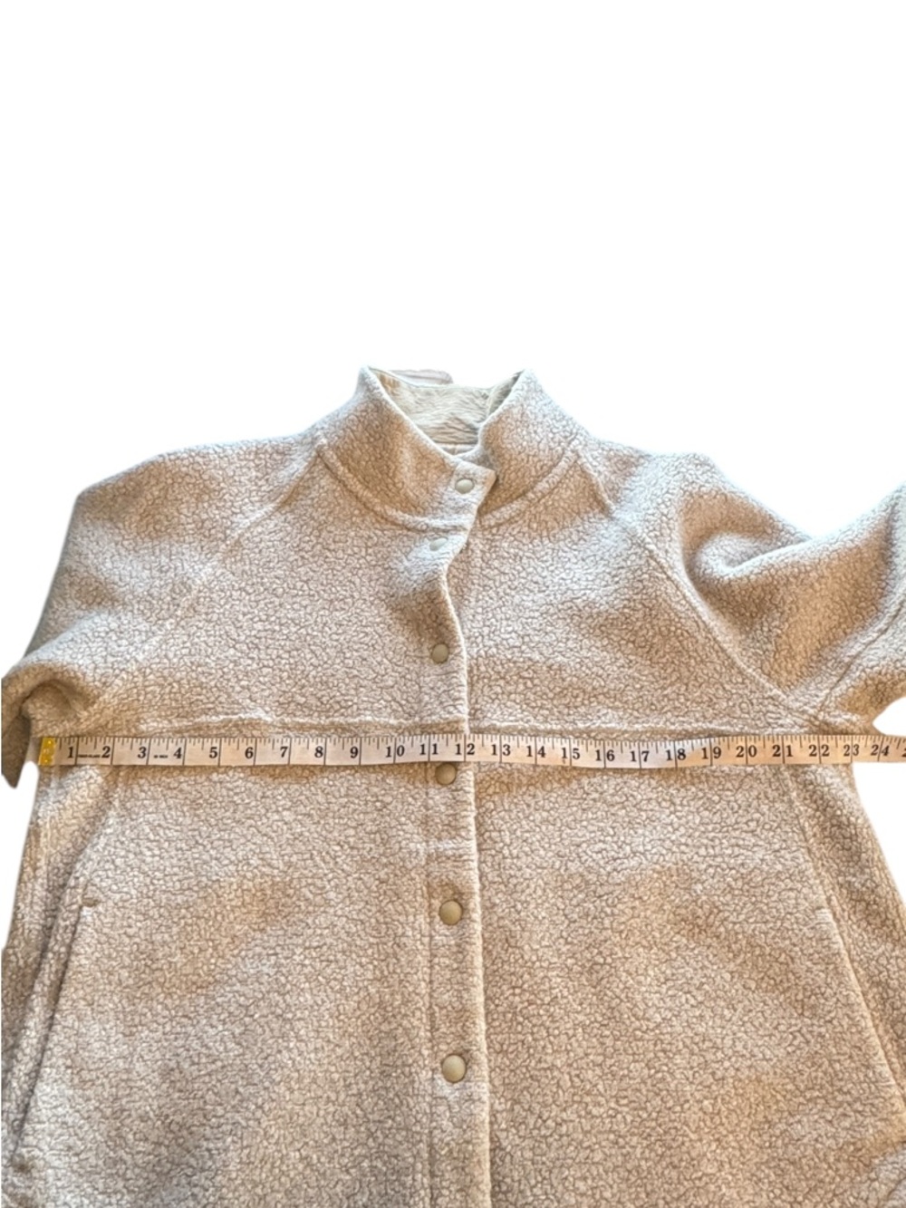 Outdoor Voices MegaFleece Snap Wool Blend Shacket Jacket Tan Cream Medium M - Picture 9 of 12